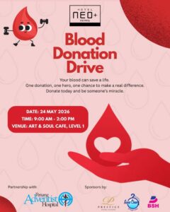 Come support the blood donation campaign at Hotel NEO+ Penang this Sunday